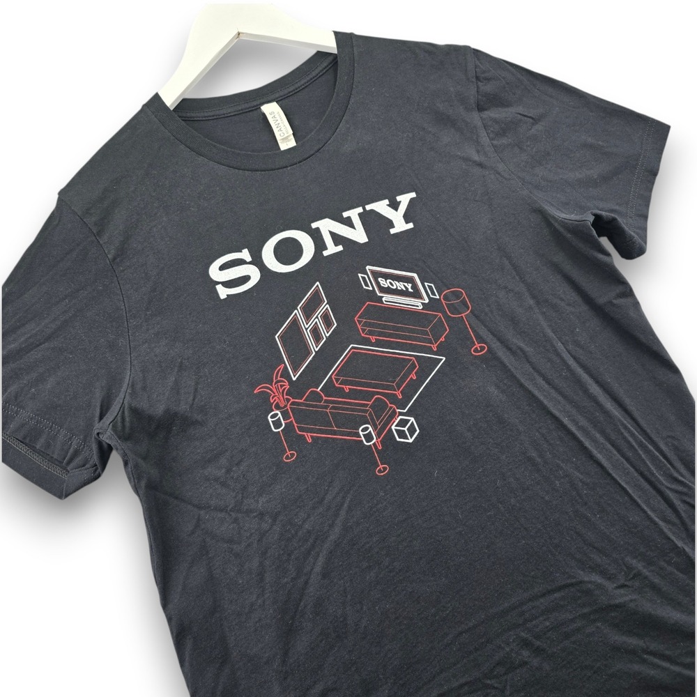 Sony Home Theater Graphic T Shirt Mens Large Black Cotton Bella Canvas Tee